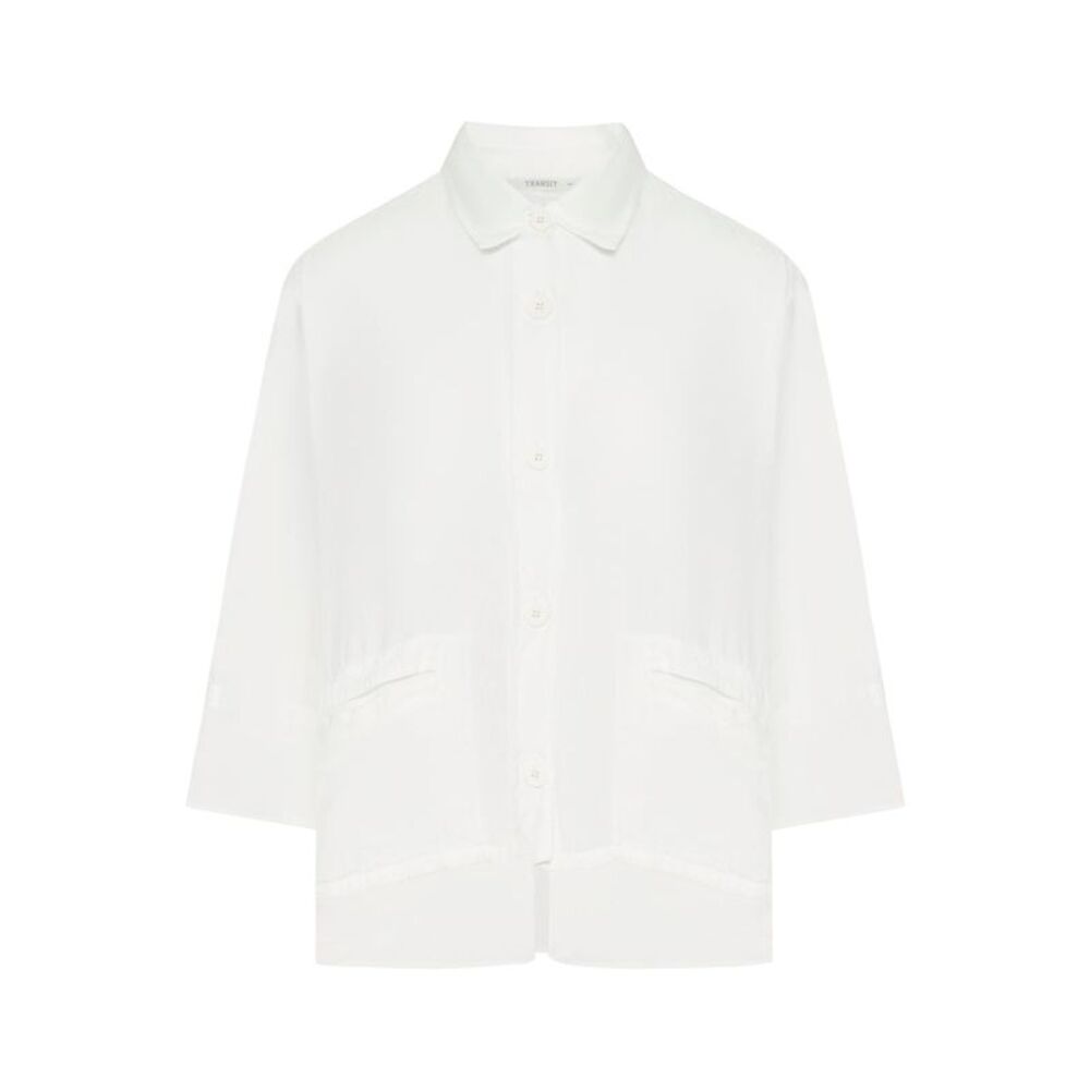 Transit Women 3/4 Sleeve Linen Shirt With Georgette Inserts